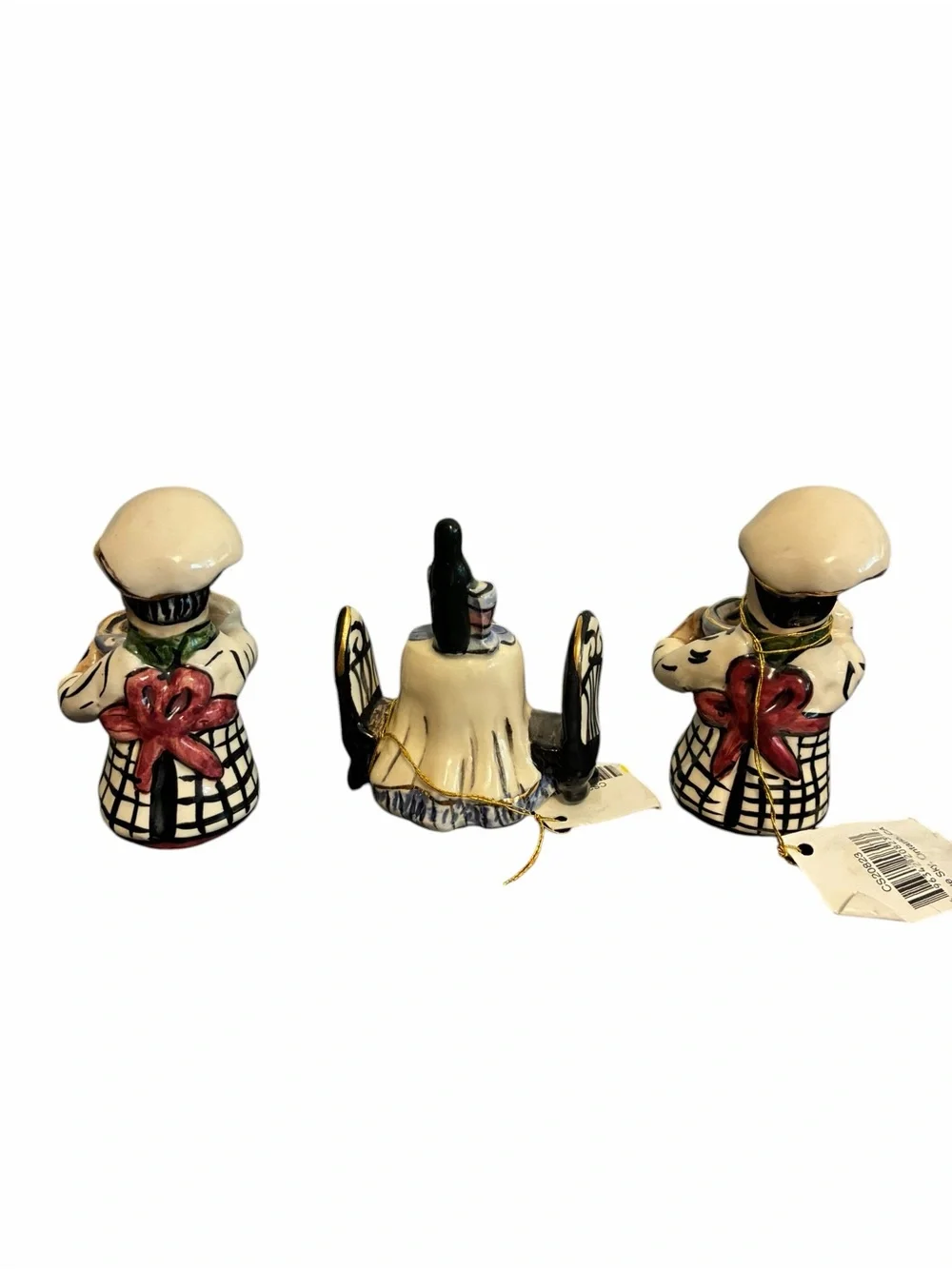 Blue Sky Ceramic Italian Chef Christmas Ornament Set of 3 Bistro Table Kitchen